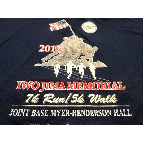 2012 70th Anniversary IWO JIMA Memorial Flag Raising Mens Blue T-Shirt Size XL - Picture 6 of 11